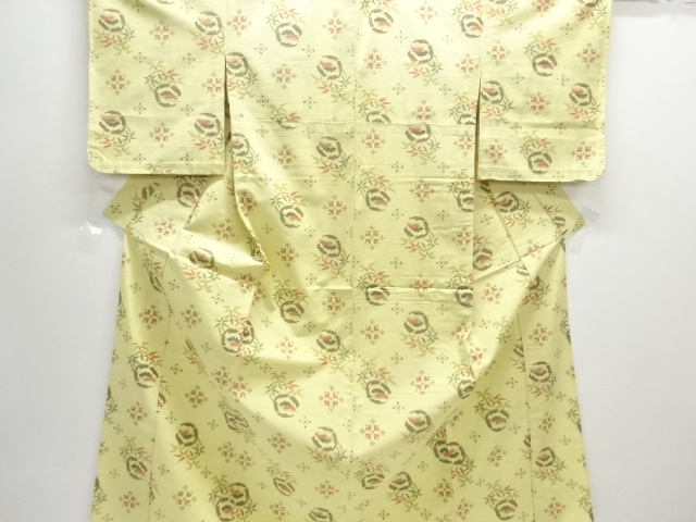 JAPANESE KIMONO / UNUSED HITOE TSUMUGI / WOVEN MATSUKSA PATTERN